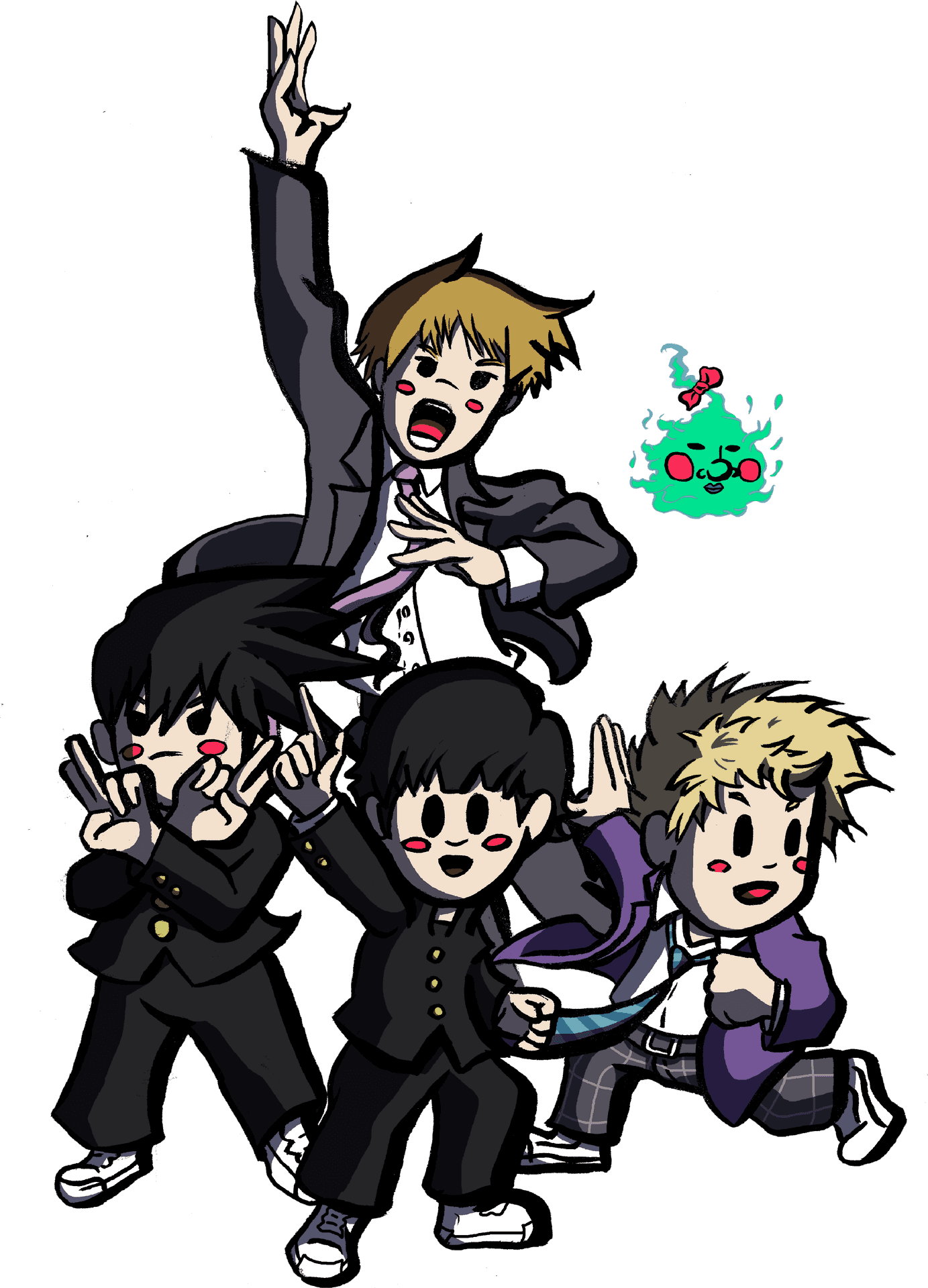 Animated Boys Group Pose PNG Image