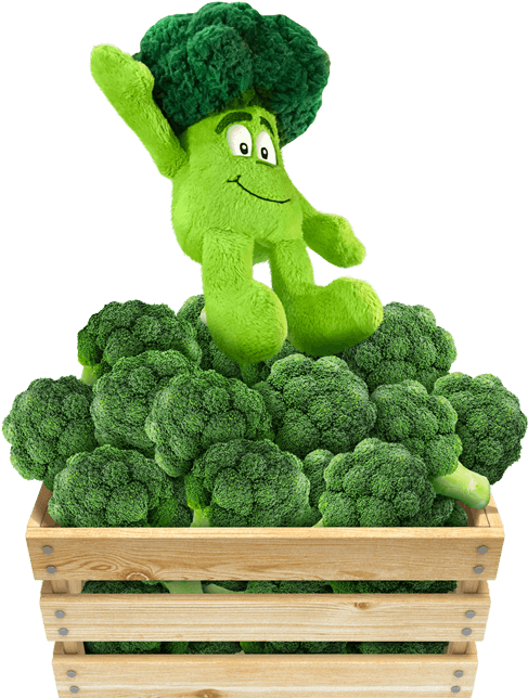 Animated Broccoli Characterin Crate PNG Image