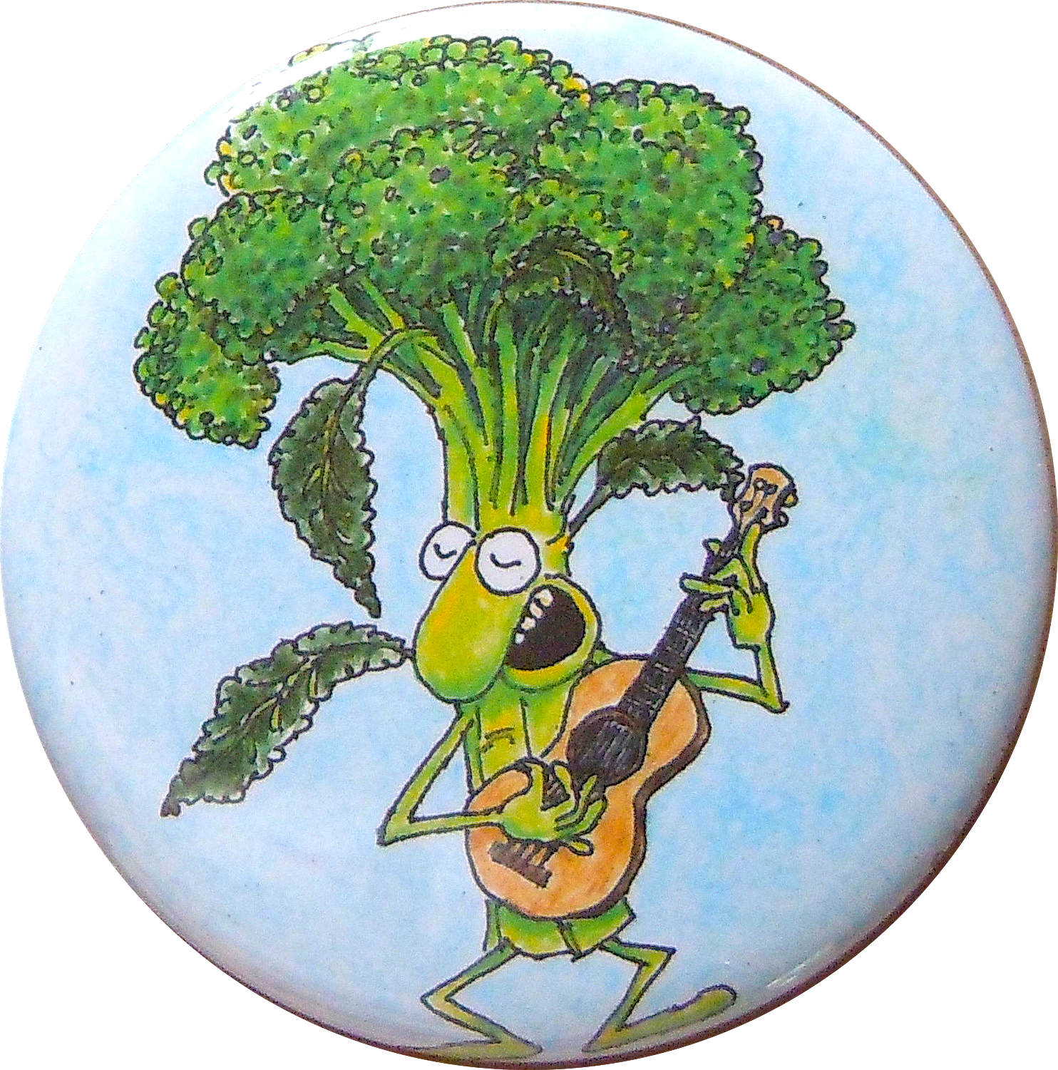 Animated Broccoli Playing Guitar PNG Image