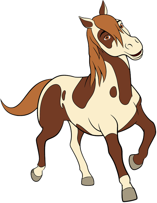 Animated Brownand White Horse PNG Image