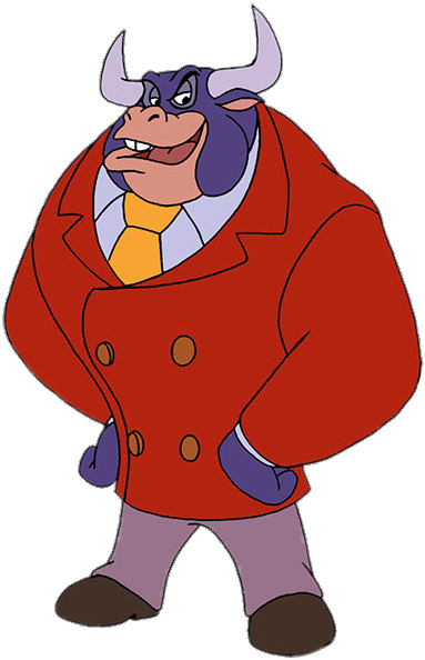 Animated Bull Character Red Coat PNG Image