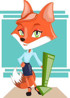 Animated Business Fox PNG Image