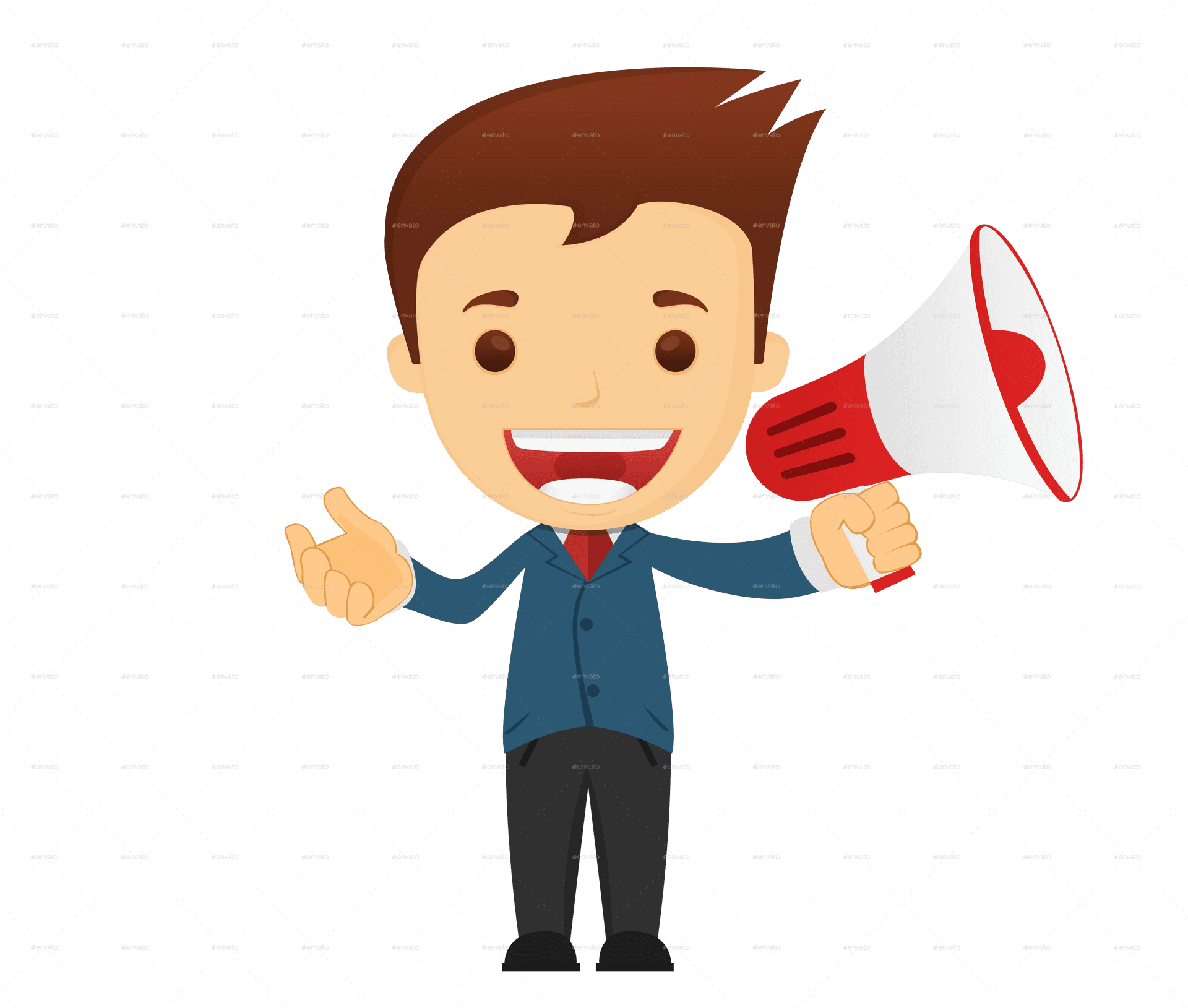 Animated Businessmanwith Megaphone PNG Image