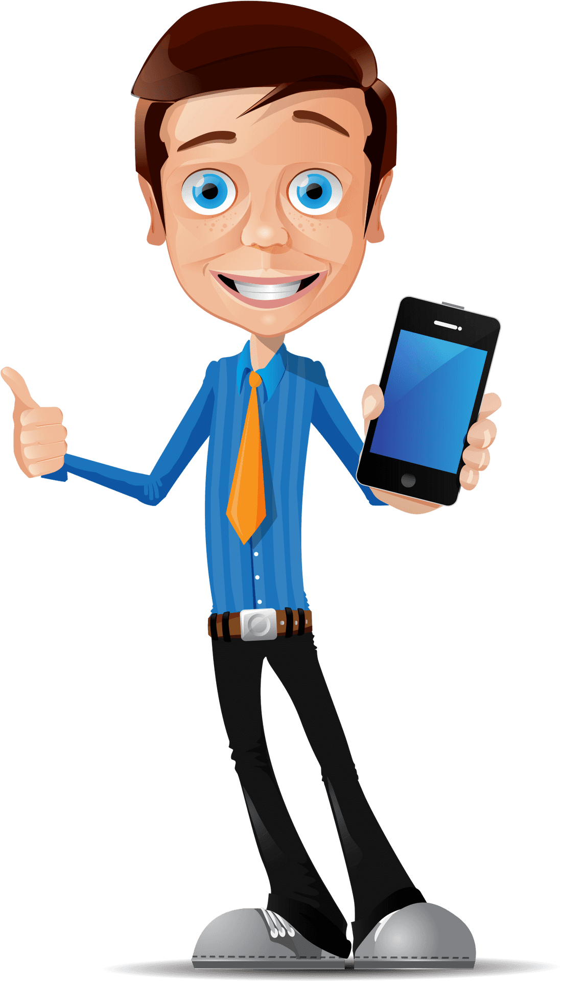 Animated Businessmanwith Smartphone PNG Image