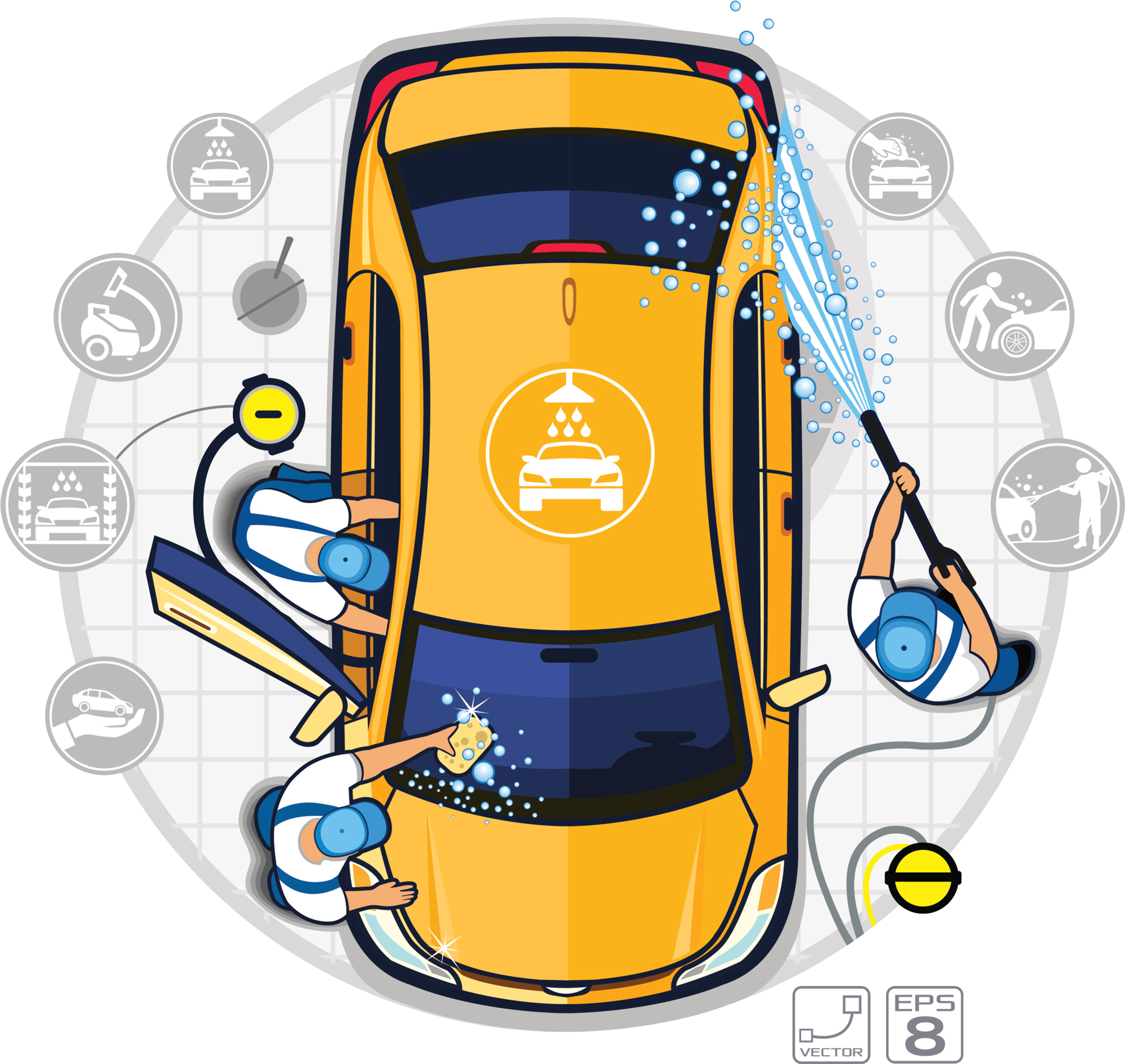 Animated Car Wash Service PNG Image