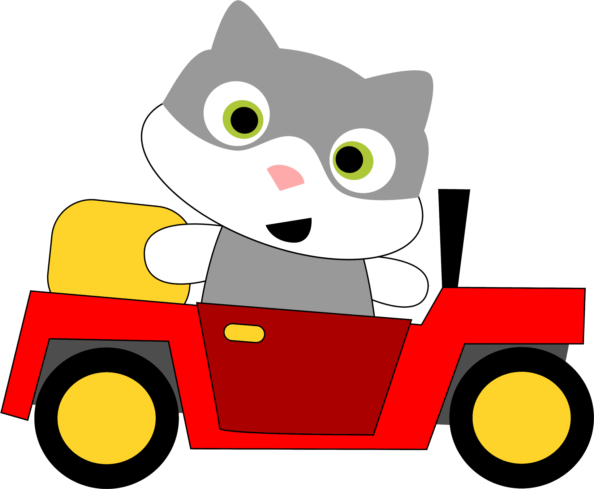 Animated Cat Driving Cartoon Vehicle PNG Image