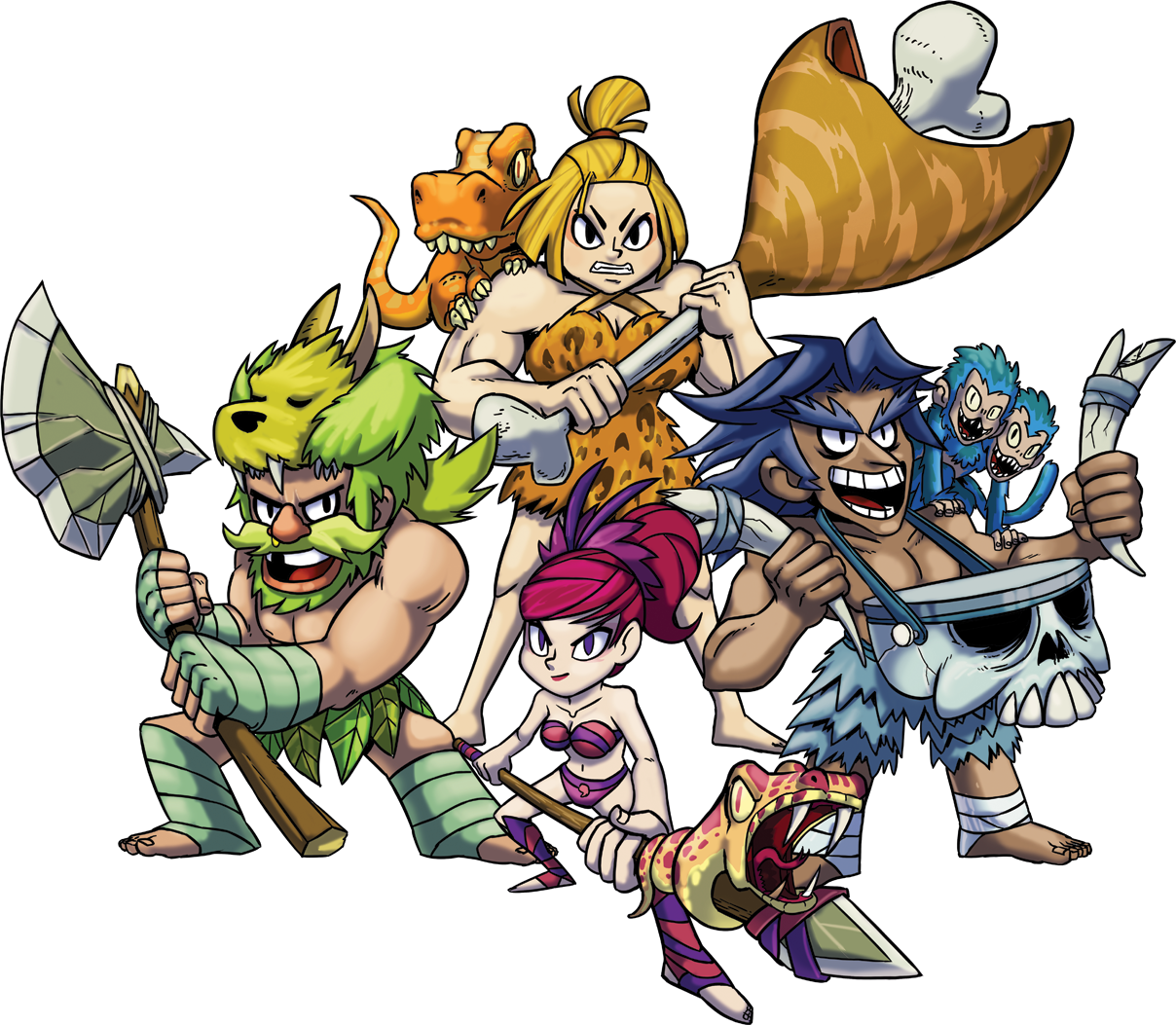 Animated Caveman Group Adventure PNG Image