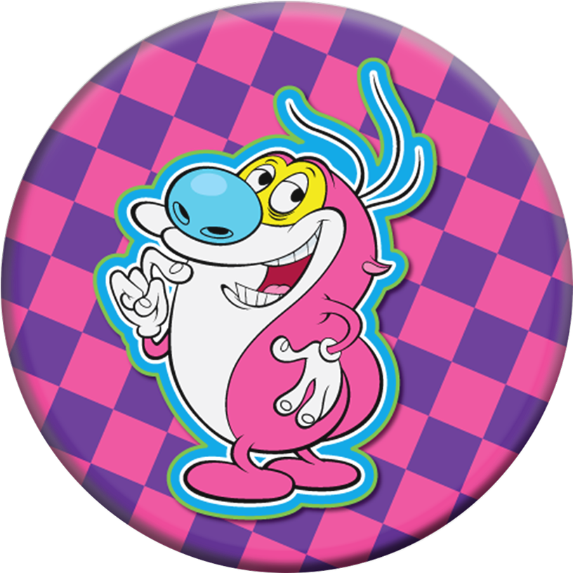 Animated Character Checkered Background Badge PNG Image