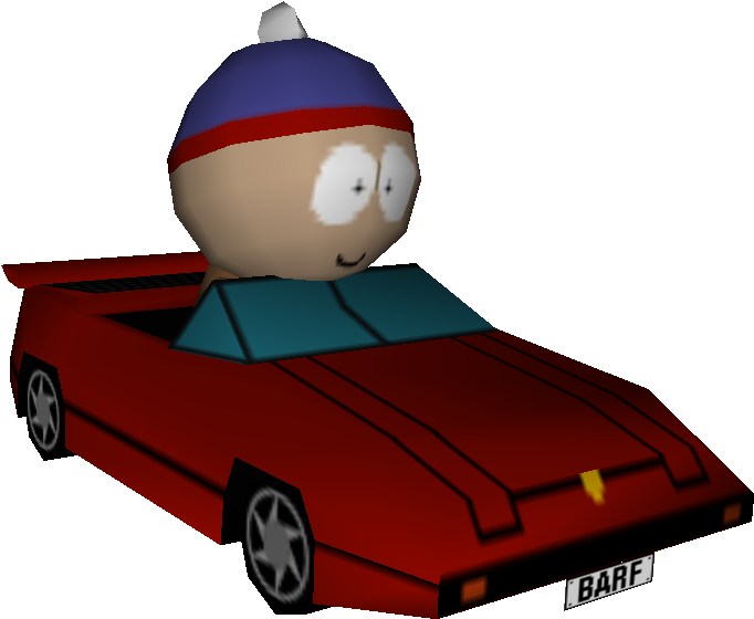 Animated Character Driving Red Sports Car PNG Image