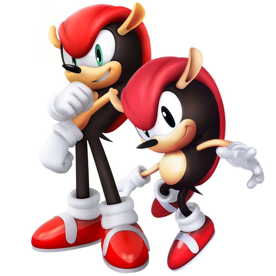 Animated Character Duo Red Black White PNG Image