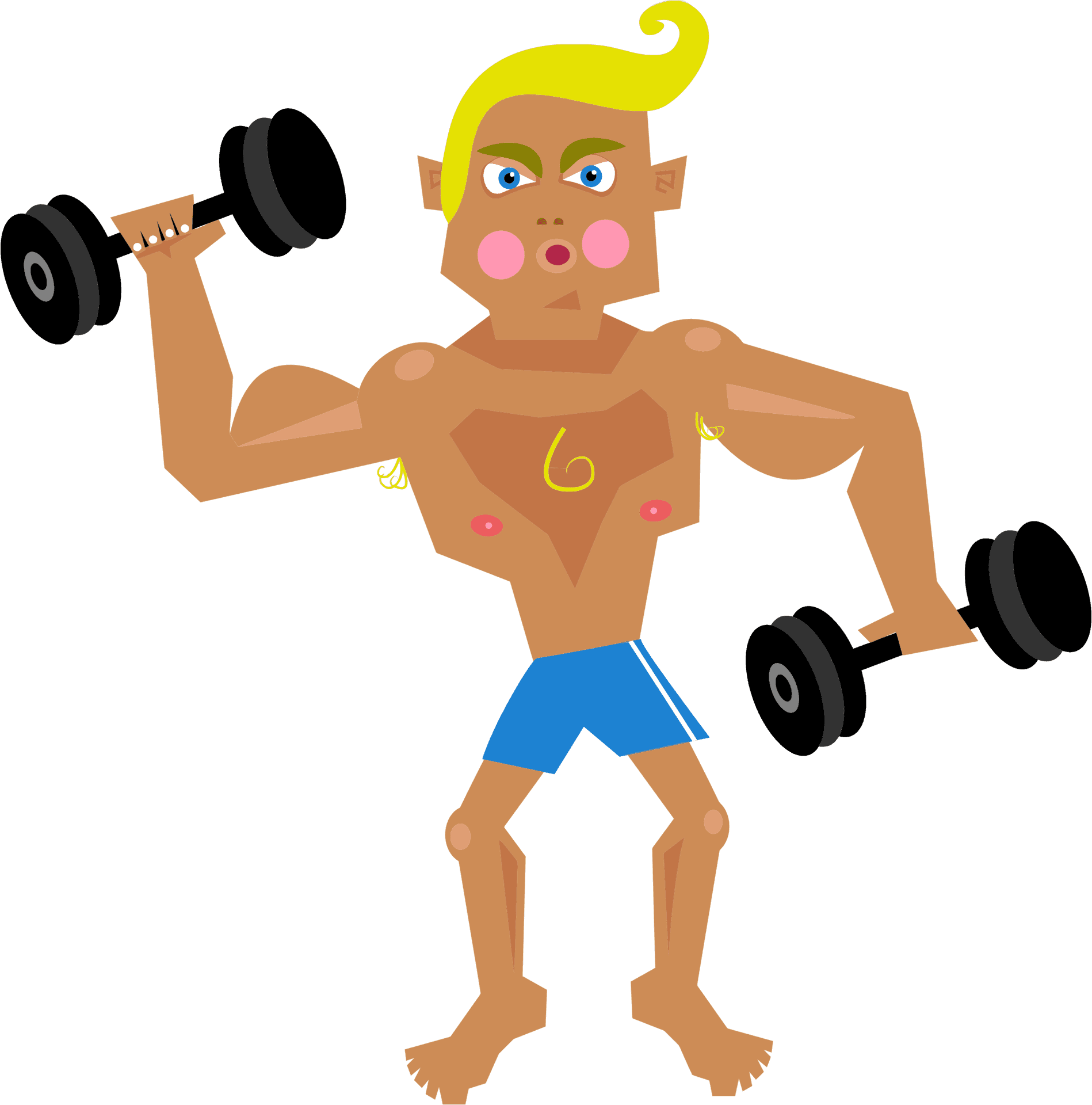 Animated Character Performing Dumbbell Curls PNG Image