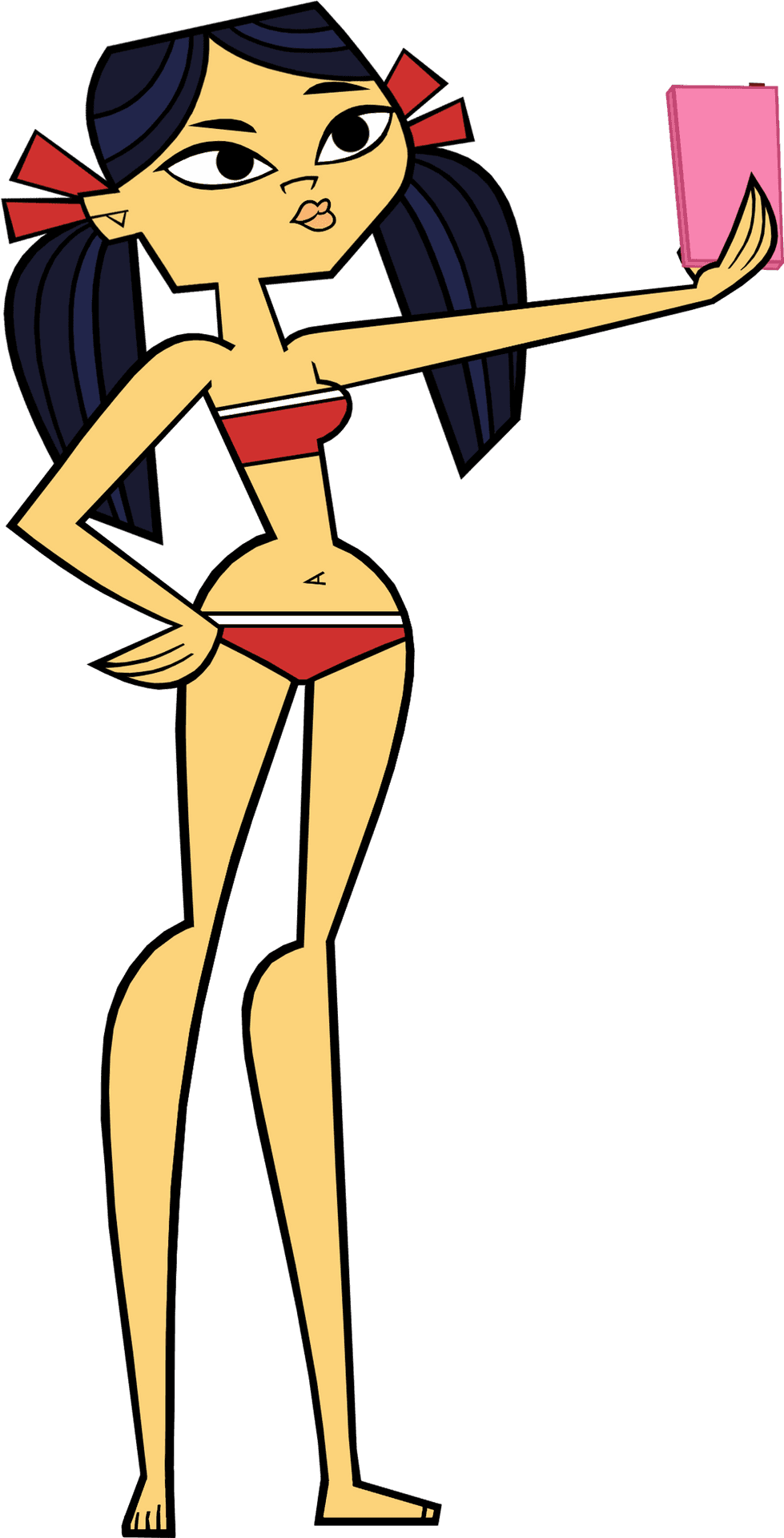 Animated Character Red Bikini Selfie PNG Image