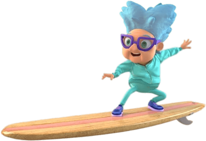 Animated Character Surfing On Board PNG Image