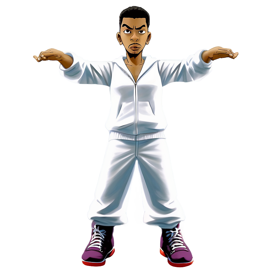 Animated Character White Tracksuit Pose PNG Image