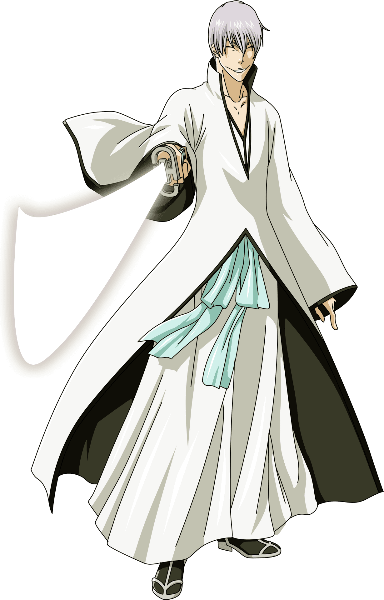 Animated_ Character_ With_ White_ Robe_and_ Silver_ Hair PNG Image