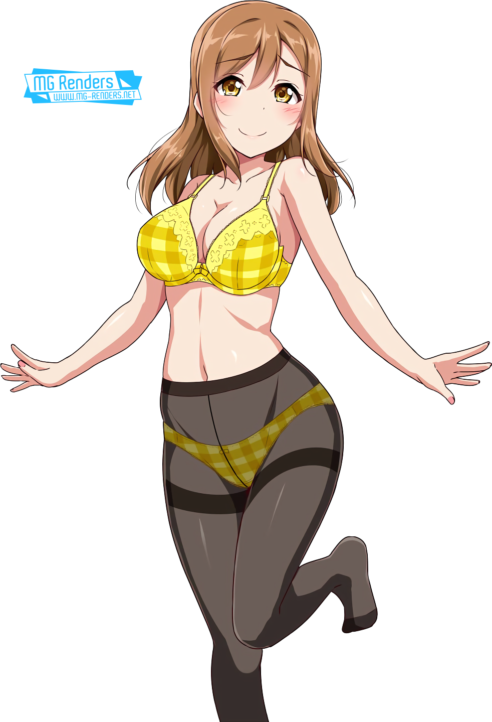 Animated Character Yellow Lingerie Pose PNG Image