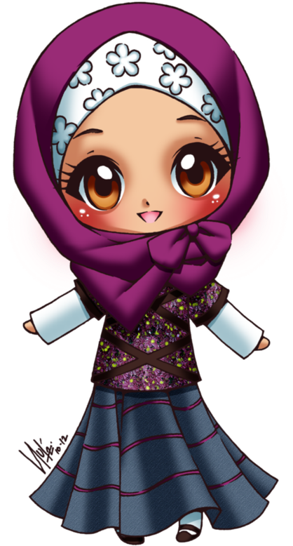 Animated Characterin Hijab PNG Image