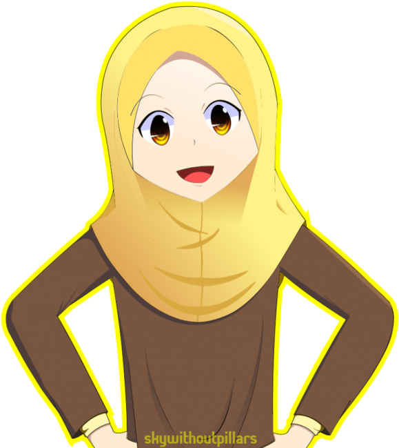 Animated Characterin Hijab PNG Image