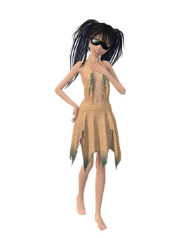 Animated Characterin Sunglassesand Dress PNG Image