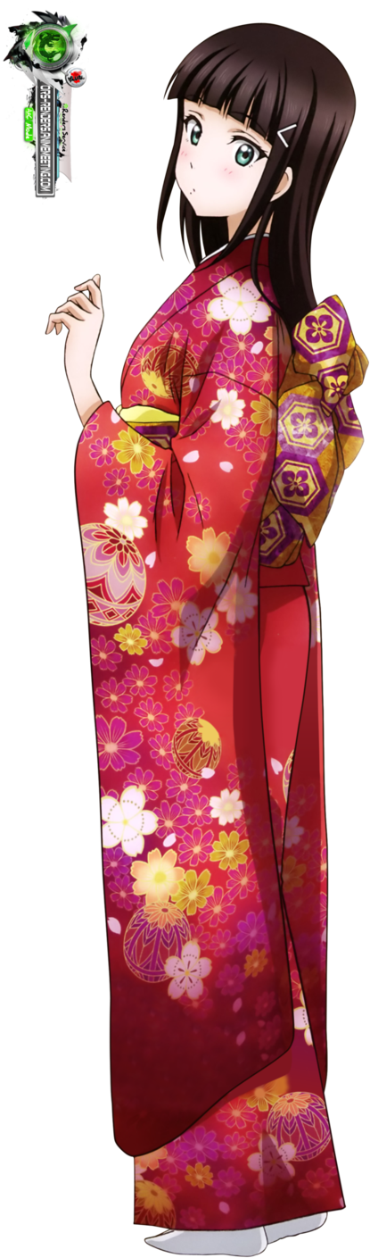 Animated Characterin Traditional Kimono PNG Image