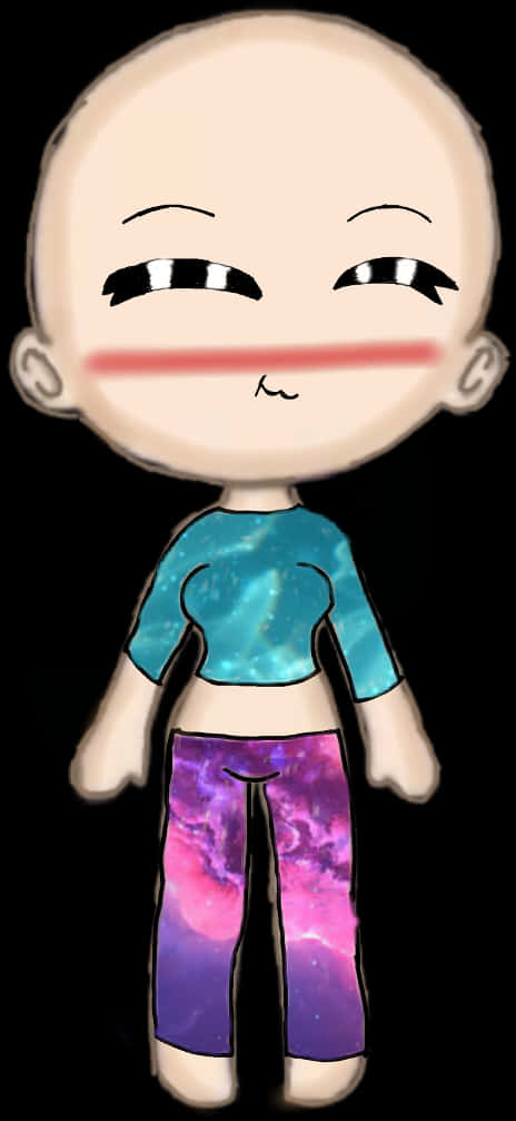 Animated Characterwith Blushand Galaxy Clothes PNG Image