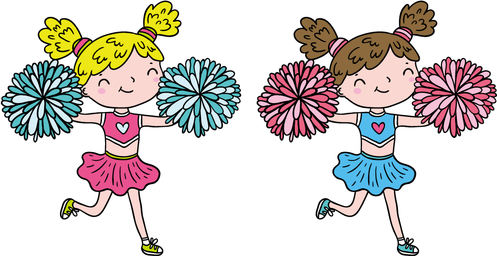 Animated Cheerleaders Cartoon Illustration PNG Image