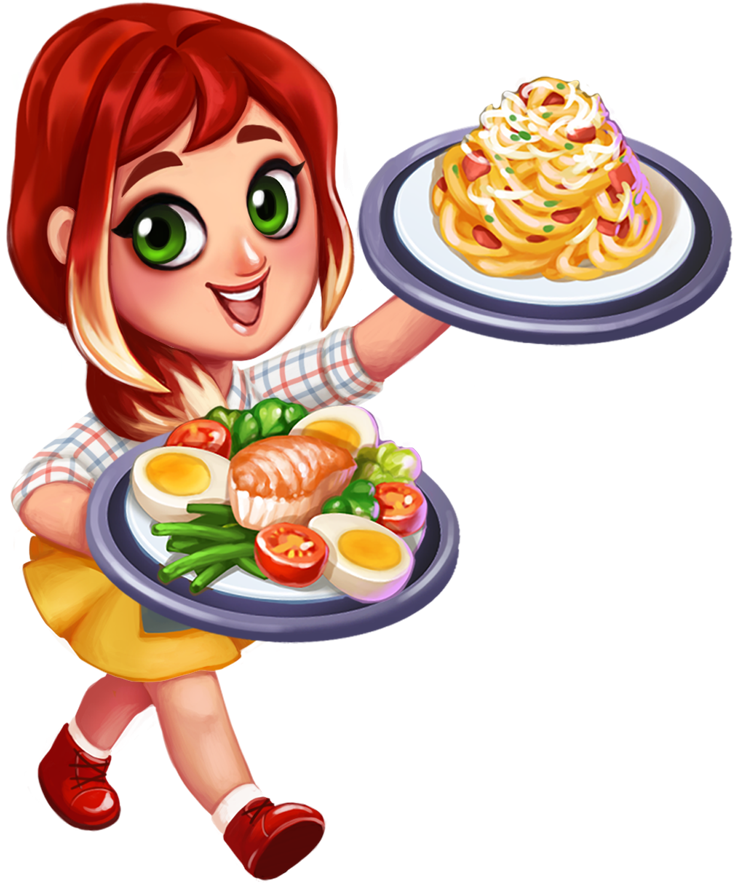 Animated Chef Serving Dishes PNG Image