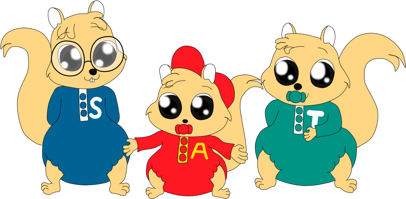 Animated Chipmunk Trio PNG Image