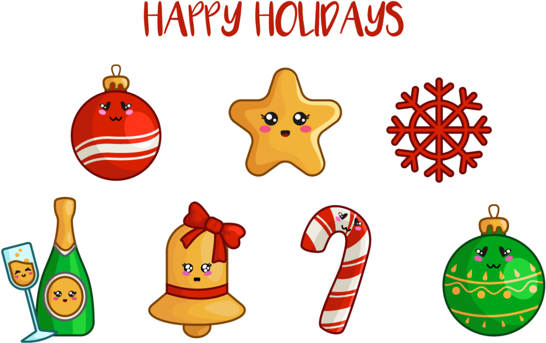 Animated Christmas Elements Cute Style PNG Image