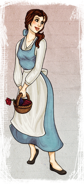 Animated Classic Princess With Basket PNG Image