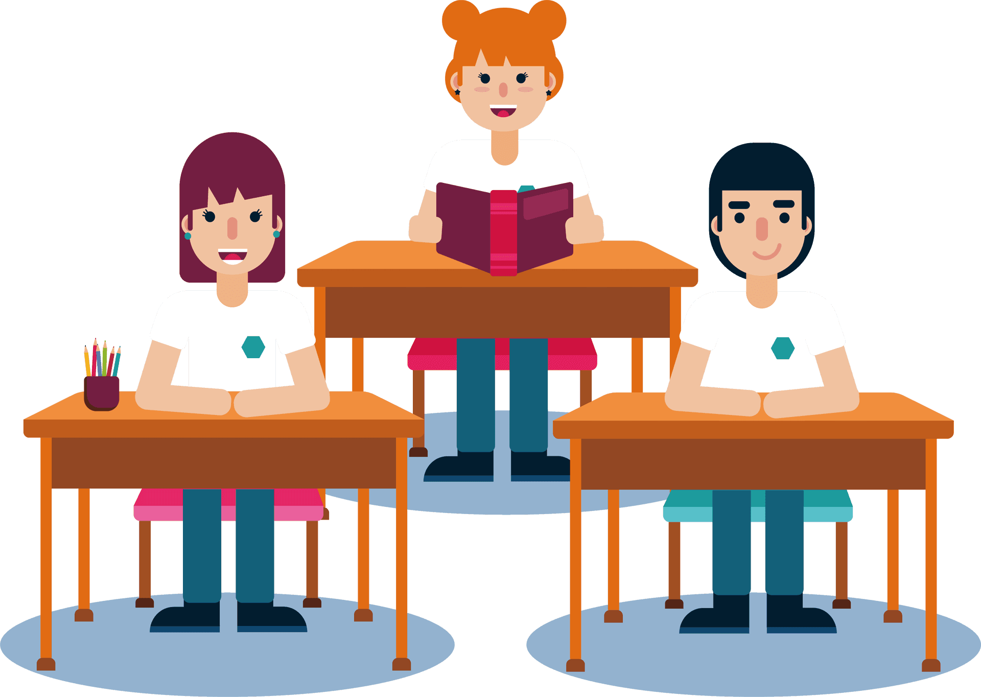 Animated Classroom Reading Session PNG Image