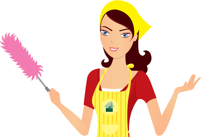 Animated Cleaning Ladywith Feather Duster PNG Image