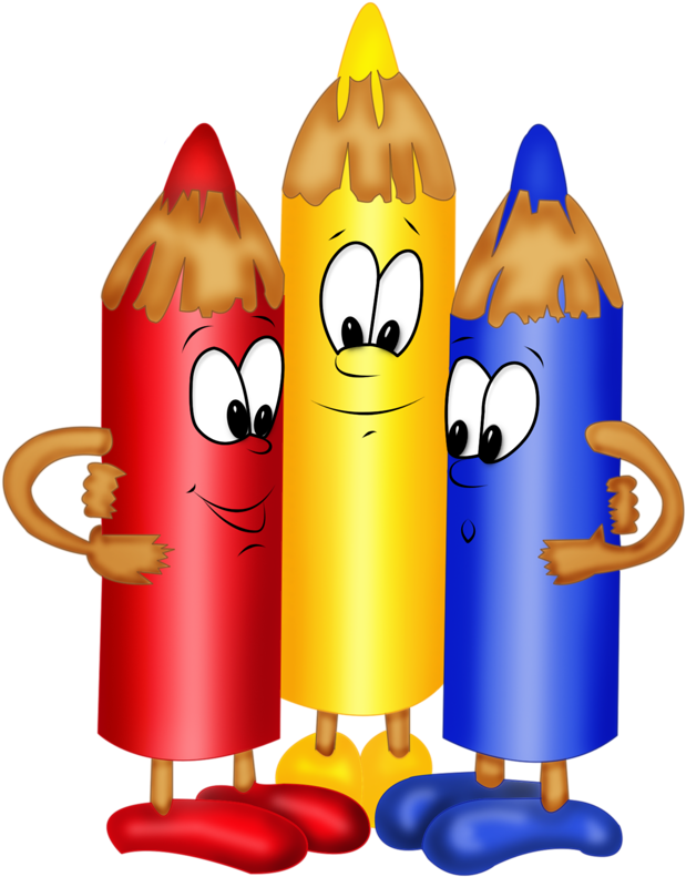 Animated Colored Pencils Cartoon PNG Image