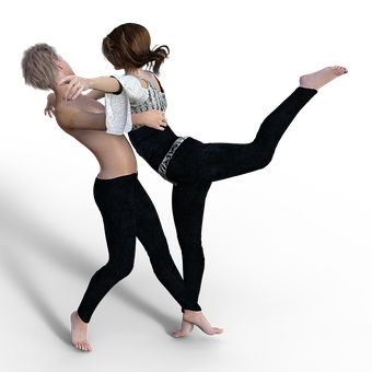 Animated Couple Dancing Pose PNG Image