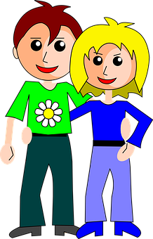 Animated Couple Smiling Together PNG Image