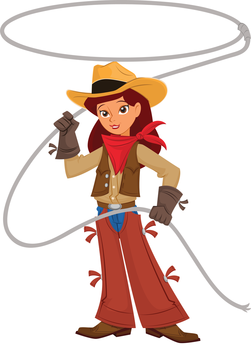 Animated Cowgirl With Lasso PNG Image