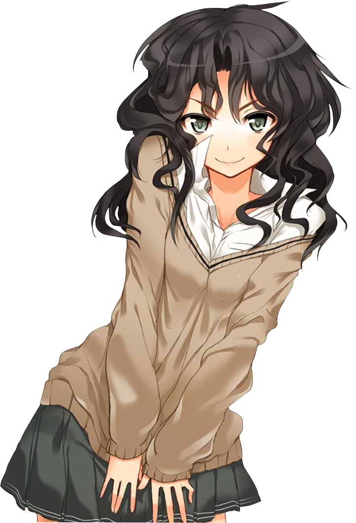 Animated Curly Haired Girl Smiling PNG Image