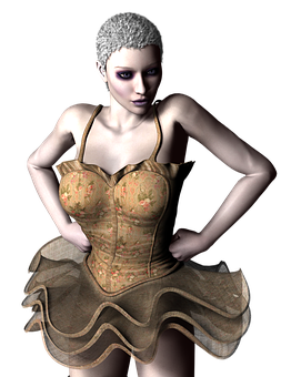 Animated Dancerin Corset Dress PNG Image