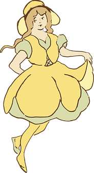 Animated Dancing Girlin Yellow Dress PNG Image