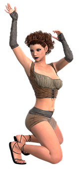 Animated Dancing Woman Pose PNG Image