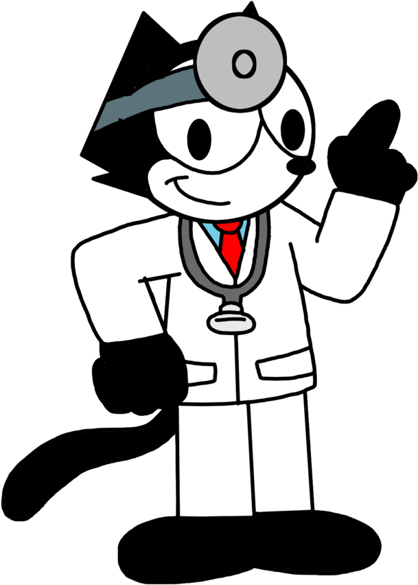 Animated Doctor Character Pointing Upward PNG Image