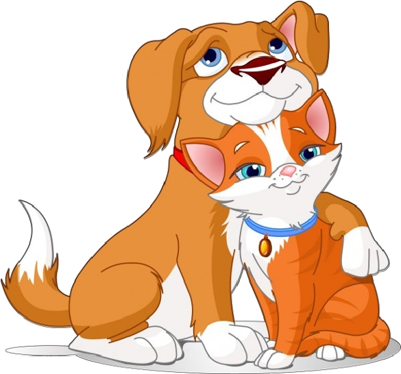 Animated Dogand Cat Friends PNG Image