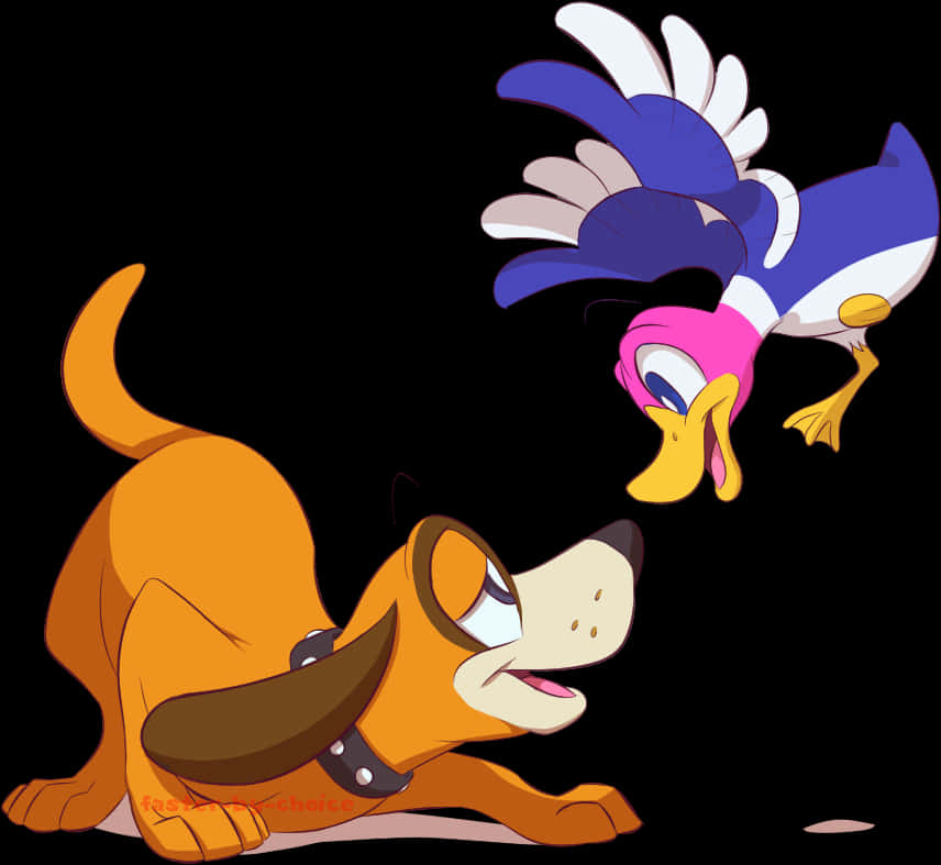 Animated Dogand Duck Friends PNG Image