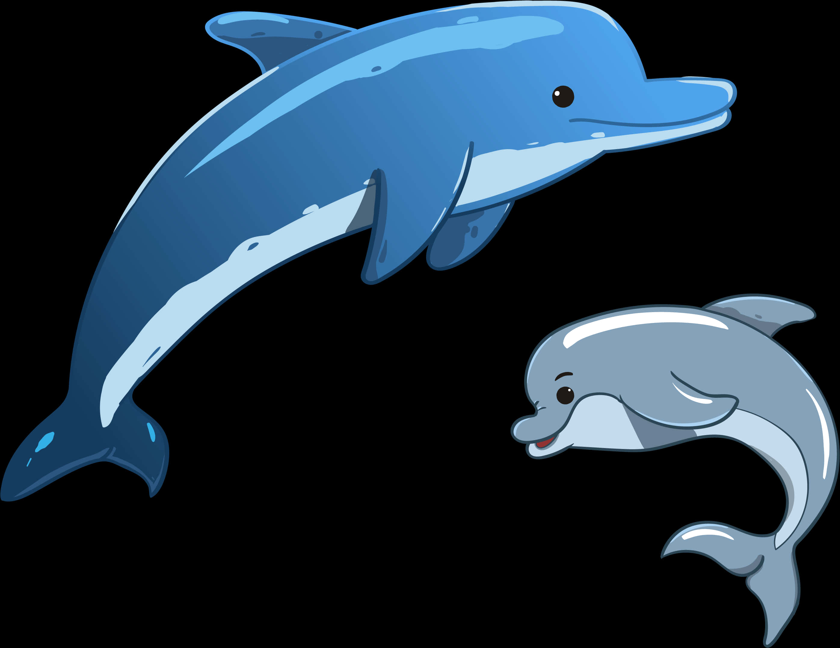 Animated Dolphins Parentand Child PNG Image