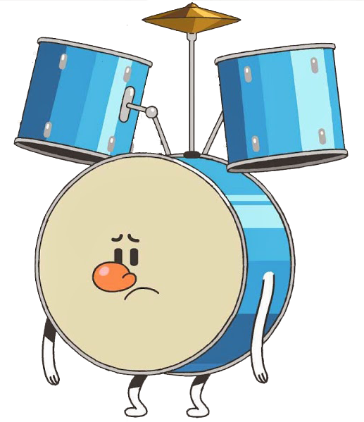 Animated Drum Character Illustration PNG Image