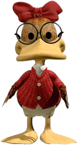 Animated Duck Characterwith Glassesand Red Bow PNG Image