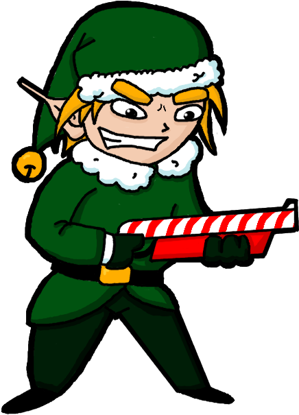 Animated Elf With Candy Cane Gun PNG Image