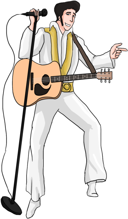 Animated Elvis Performing With Guitar PNG Image