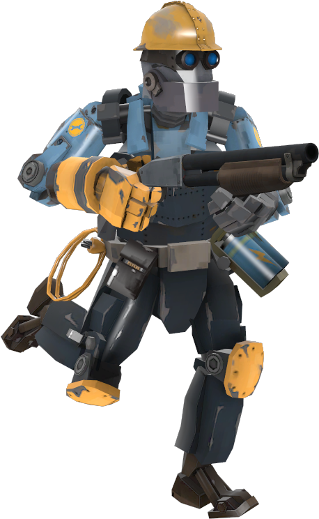 Animated Engineer Character With Gun PNG Image