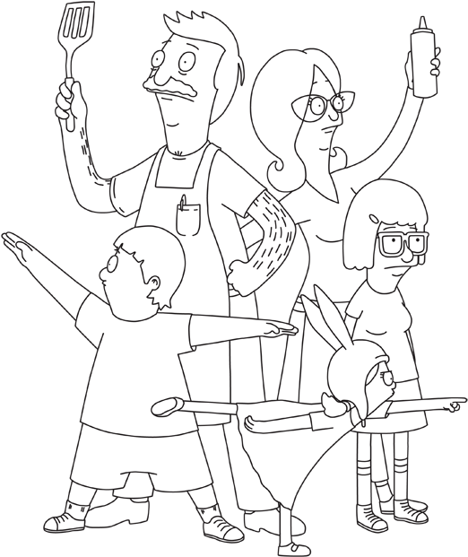 Animated Family Coloring Page PNG Image